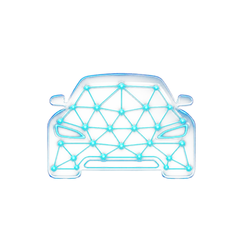 Logo LAUTO — voiture en réseau néon cyan